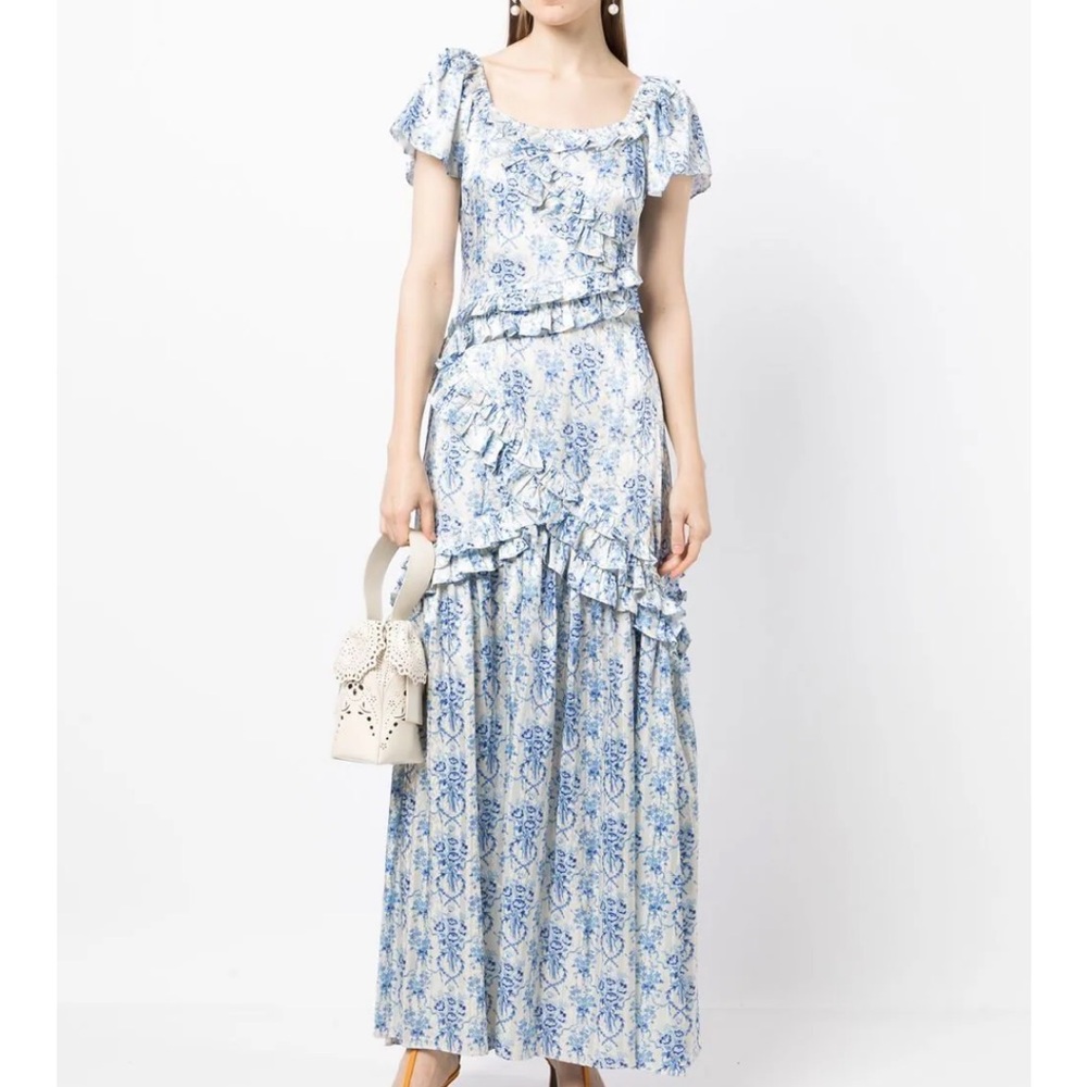 LoveShackFancy ruffle-detail layered floral dress